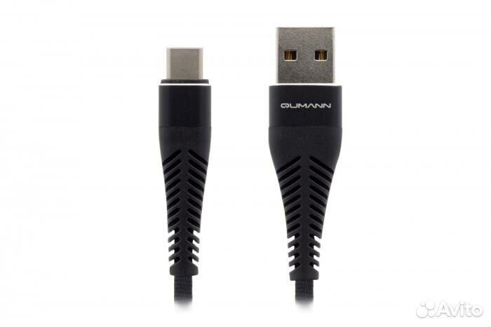 Кабель Qumann Type-C 1м 2,1А ткан.оплётка гибкий к