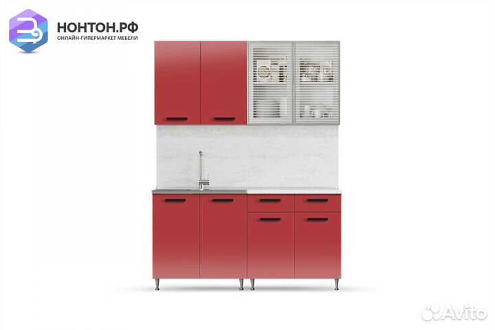 Кухня Рио-1 1.6м красная