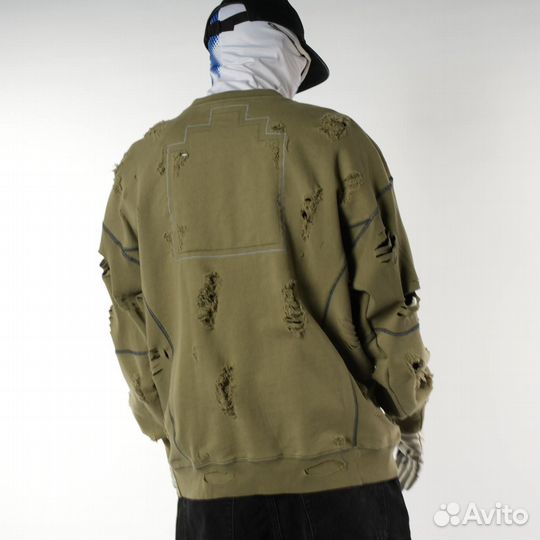 Свитшот CavEmpt рваный зелёный