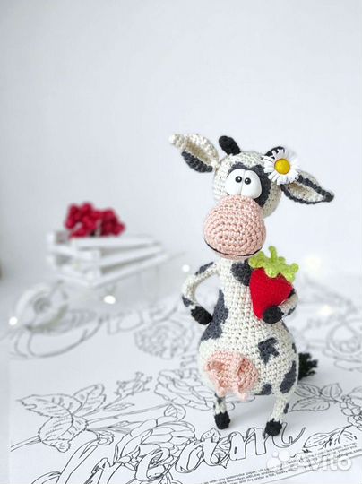 Интерьерная корова, ручная работа, 16 см