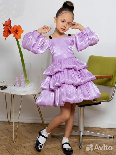 Платье для девочки сиреневое 152 см нарядное