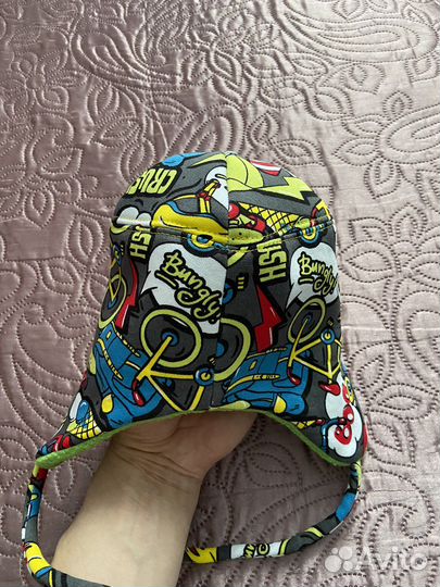 Шапка на завзках для новорожденного зимняя