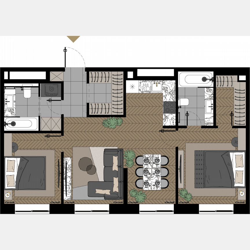 2-к. апартаменты, 76,1 м², 22/23 эт.