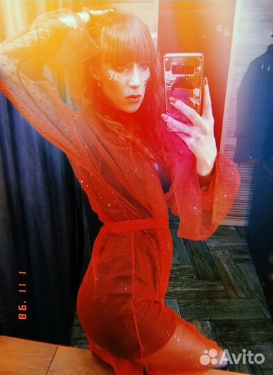 Блузка сетка накидка red