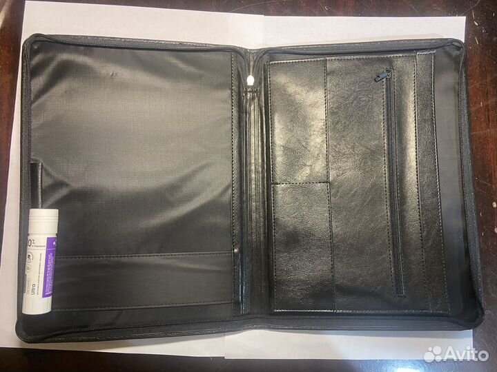 Папка для документов черная кожаная