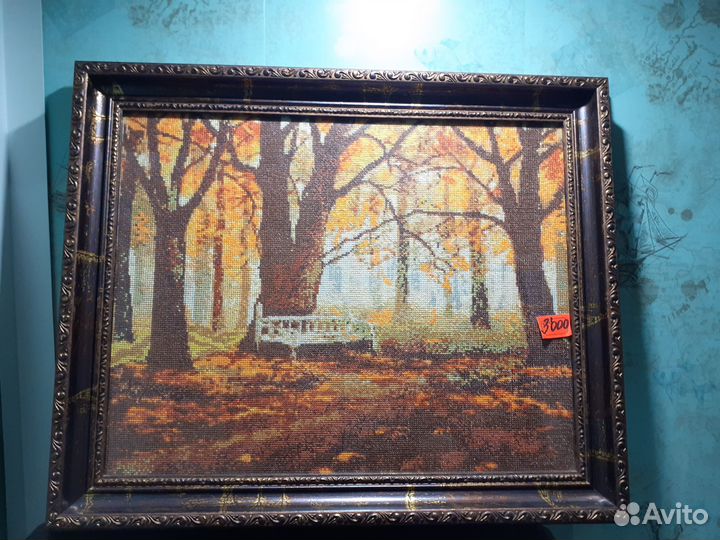 Вышивка старинная,заправлена в багет