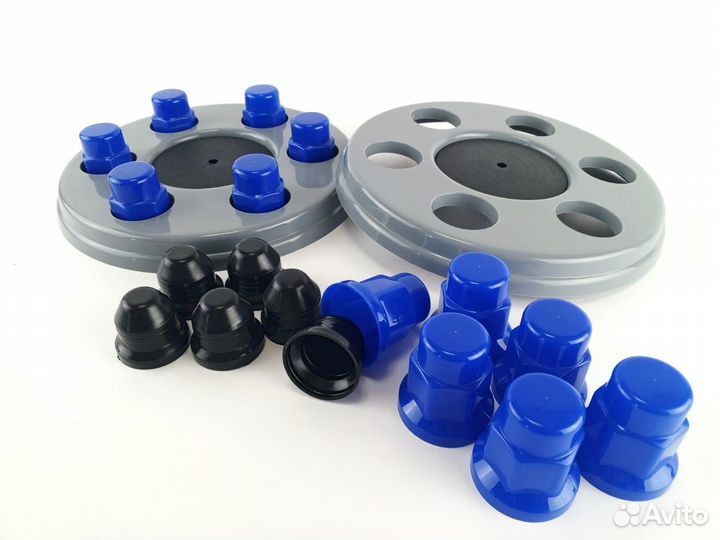 Колпаки серые на газель с синими колпачками