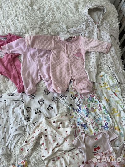 Детские вещи пакетом для девочек 0-6 мес