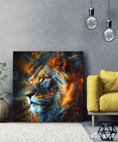 Картина маслом с животными лев