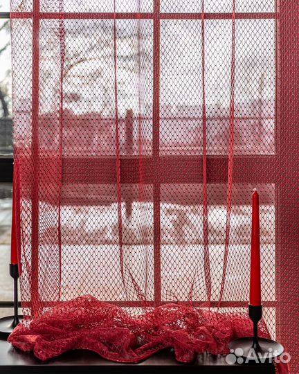 Тюль Авалон гранат готовый на окна пошив
