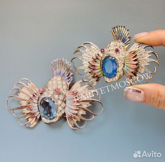 Антикварная брошь Coro Craft Sterling рыба США