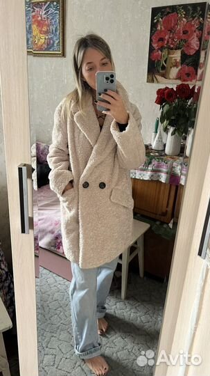 Пальто pull bear женское зимнее чебурашка тедди