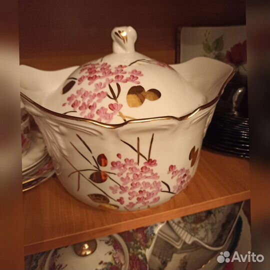 Сервиз, чайные пары, тарелки хрусталь СССР