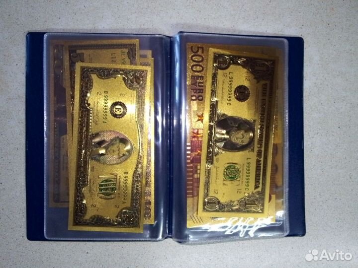 Альбом с купюрами в сусальном золоте 24 карата