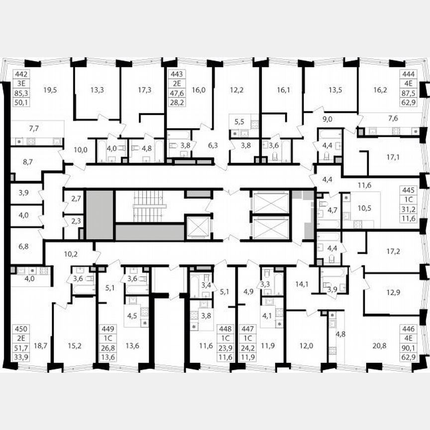3-к. квартира, 90,1 м², 8/25 эт.