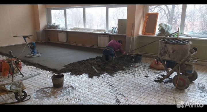 Механизированная полусухая стяжка пола