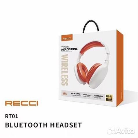 BT Гарнитура recci RT01 wireless white/orange