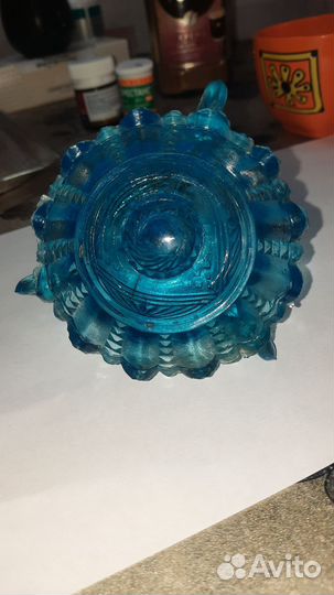 Лампадка старинная купоросное стекло