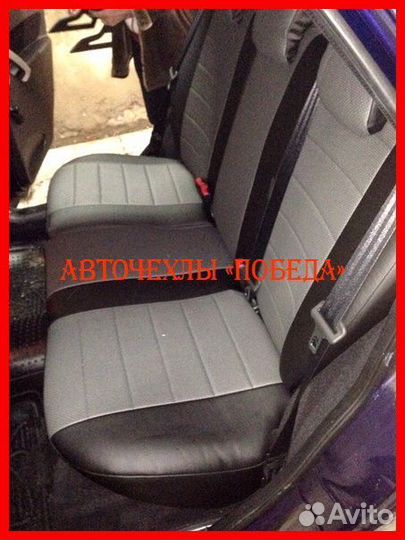 Чехлы из экокожи LADA Granta чёрно-серые Классика