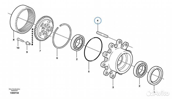 6194921M1 Шпилька колеса экскаватор погрузчик