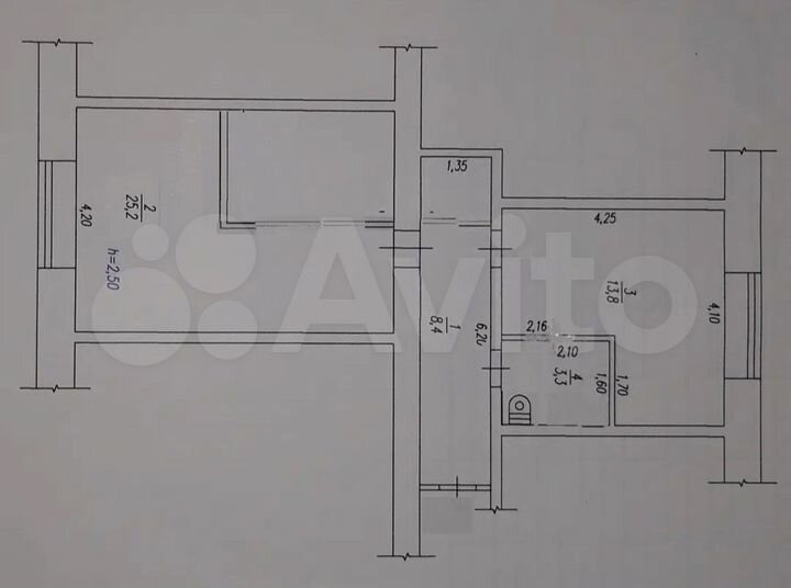 2-к. квартира, 50,7 м², 2/2 эт.