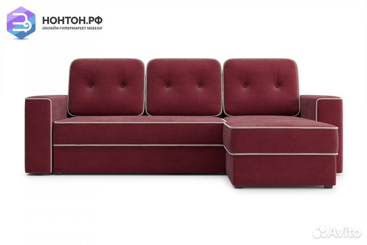 Диван угловой дельфин Астон бордовый