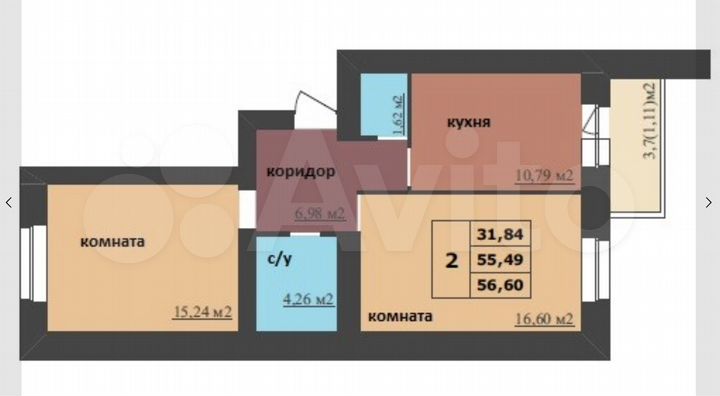 2-к. квартира, 56,6 м², 5/10 эт.