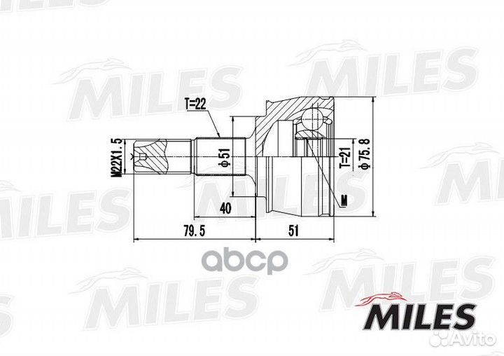 Шарнирный комплект, приводной вал ga20094 Miles