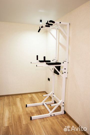 Турник брусья пресс напольный до 200 кг белый