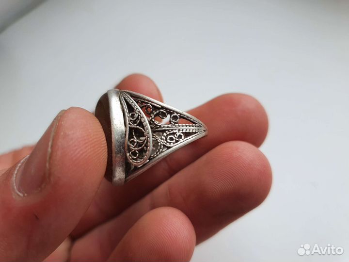 Кольцо янтарное скань СССР