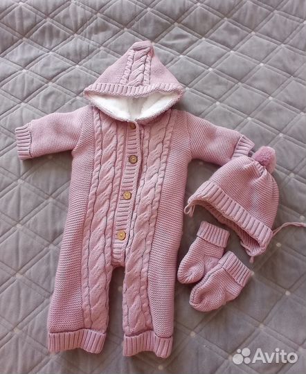 Комплект на выписку осень-зима вязаный шерсть