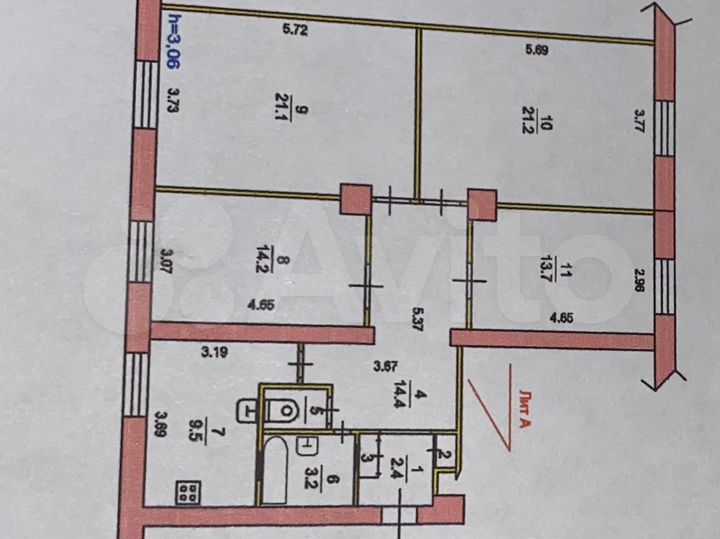 4-к. квартира, 101,5 м², 1/4 эт.