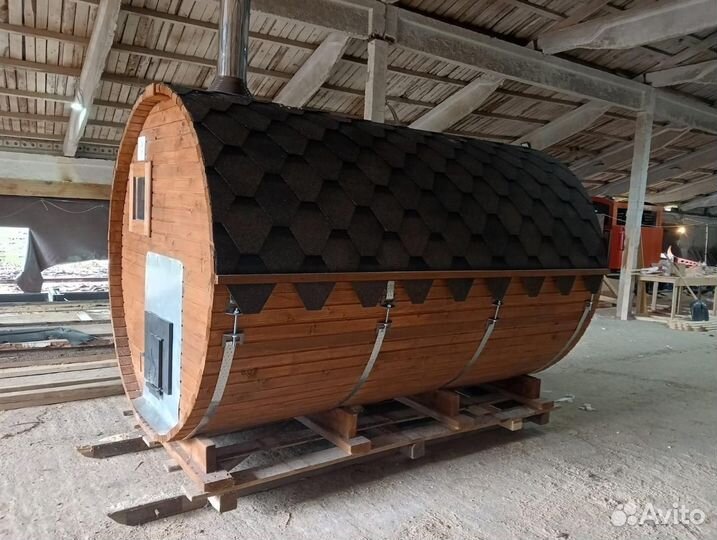 Баня бочка 3 метра с печкой