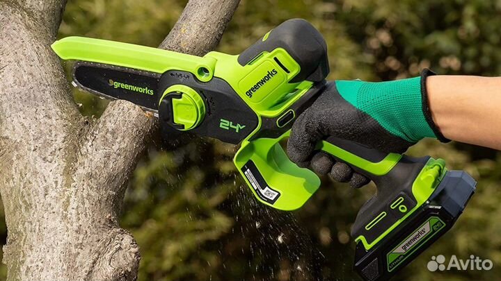 Цепная мини пила Greenworks, 24V, с АКБ