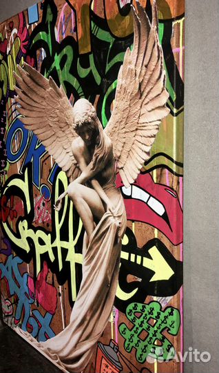 Современная картина граффити поп арт Статуя Ангел