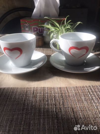 Две чайные пары фарфор на День влюбленных