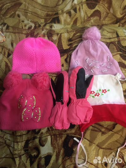 Шапочки и варежки на 1-2 года