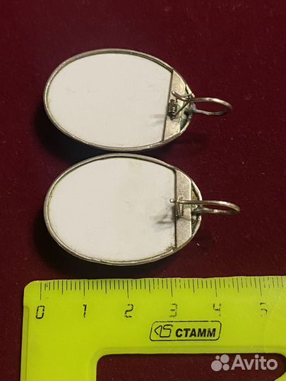 Винтажные серьги с природным кахалонгом