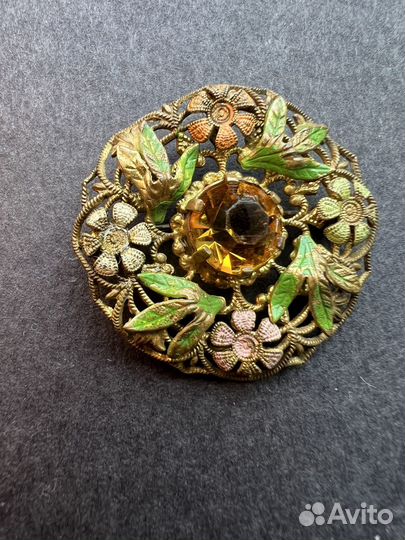 Антиквврная брошь полянка Чехословакия