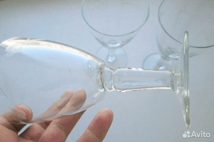 Фужеры, стекло, штихель- 3 шт одним пакетом, СССР