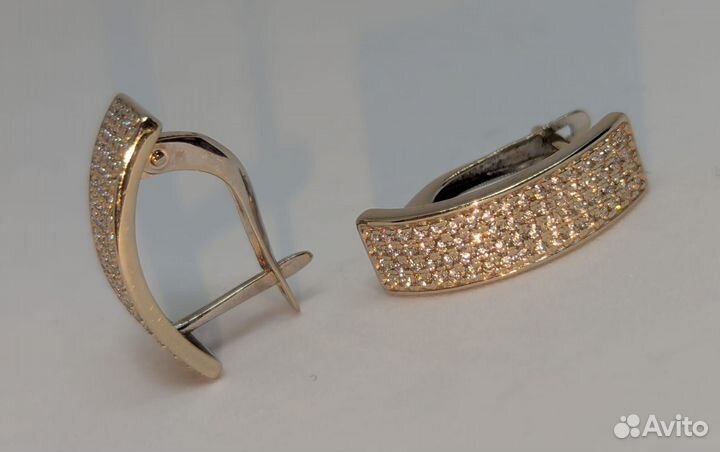 Золотые серьги белое золото 585