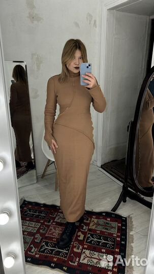 Трикотажное платье в пол лапша