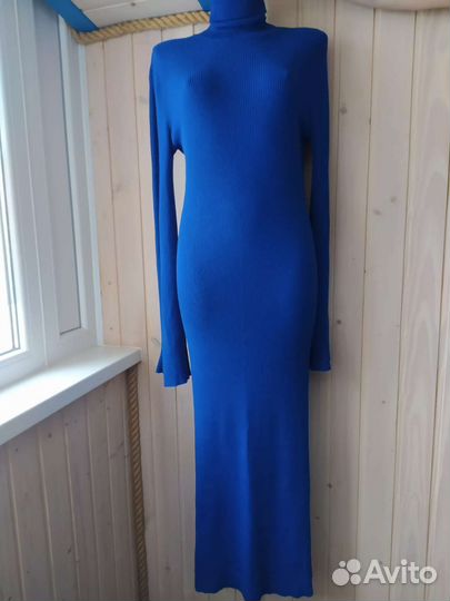 Платье королевский синий трикотаж Турция длинное