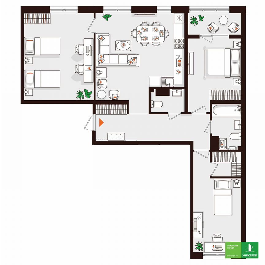 3-к. квартира, 97,5 м², 4/5 эт.