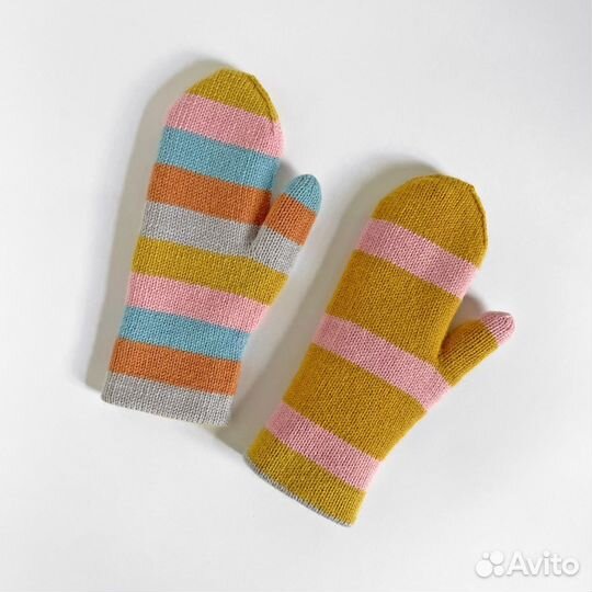 Варежки зимние женские двойные шерстяные