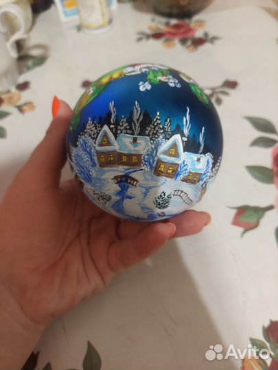 Елочный шар 10см, ручная роспись, пластик