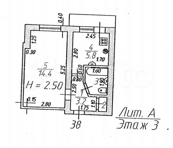 1-к. квартира, 29,5 м², 3/5 эт.