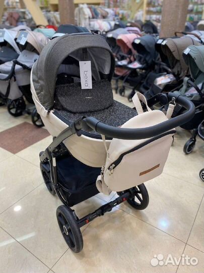 Коляска 2в1 Bexa ideal id 08 (черный+бежевая кожа)