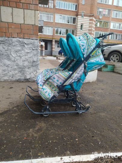Санки на колесах для двойни