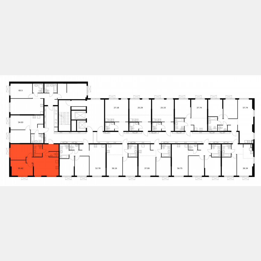 2-к. квартира, 55,6 м², 11/12 эт.